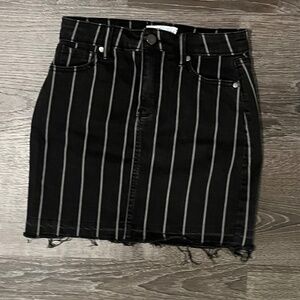 Womens Black jean skirt with white stripes